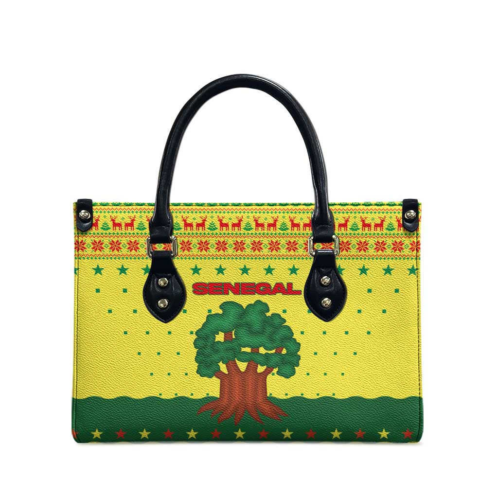 Senegal Christmas Leather Bag with Yellow-Green-Red Design, Baobab Tree, and National Coat of Arms Motif - Wonder Print Shop