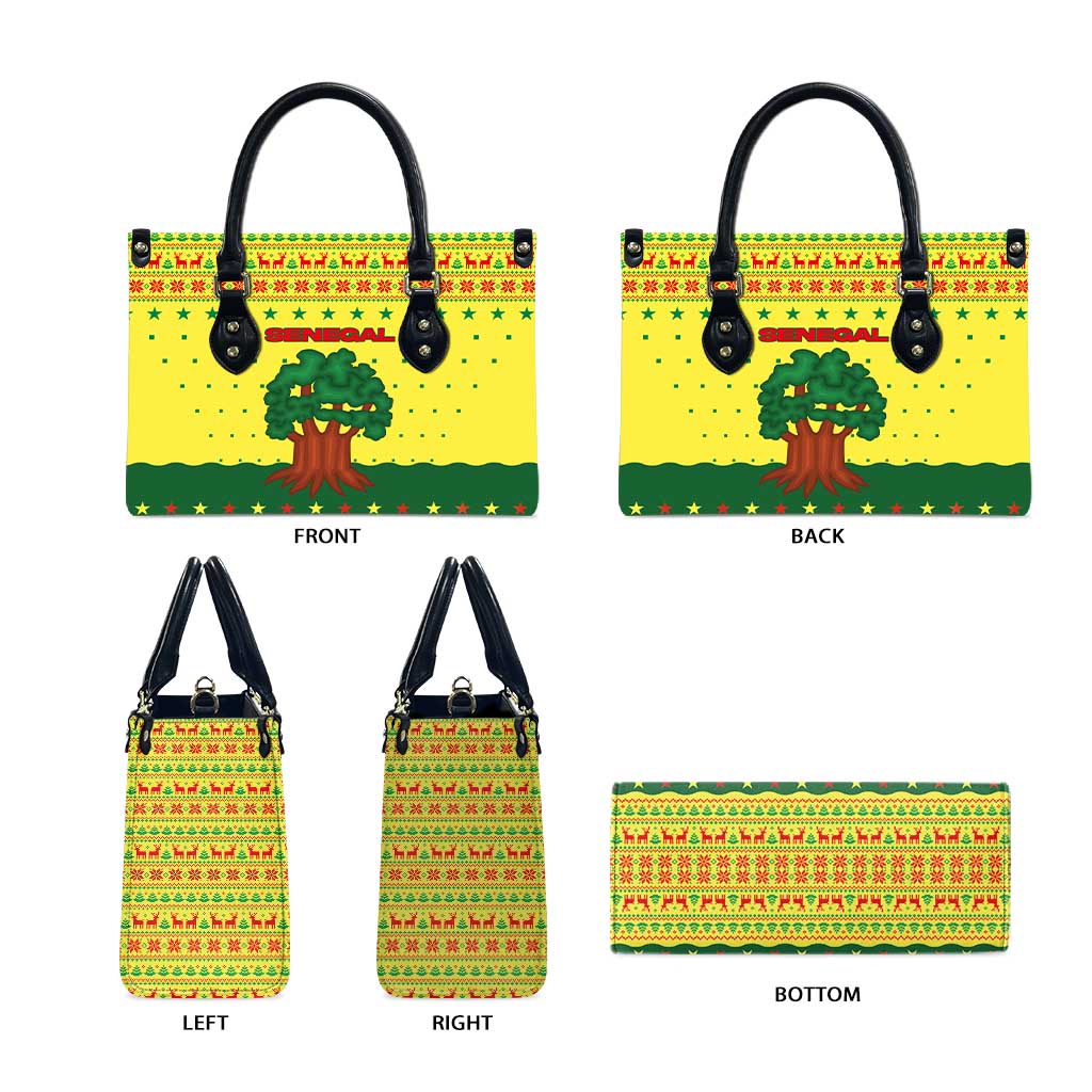 Senegal Christmas Leather Bag with Yellow-Green-Red Design, Baobab Tree, and National Coat of Arms Motif - Wonder Print Shop