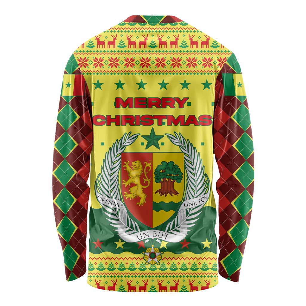 Senegal Christmas Long Sleeve Shirt with Yellow-Green-Red Design, Baobab Tree, and National Coat of Arms Motif - Wonder Print Shop