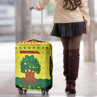 Senegal Christmas Luggage Cover with Yellow-Green-Red Design, Baobab Tree, and National Coat of Arms Motif - Wonder Print Shop