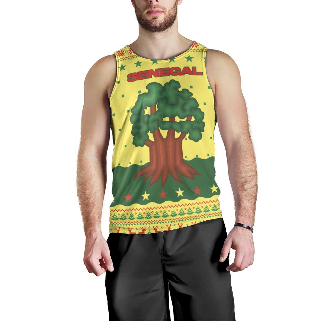Senegal Christmas Men Tank Top with Yellow-Green-Red Design, Baobab Tree, and National Coat of Arms Motif - Wonder Print Shop