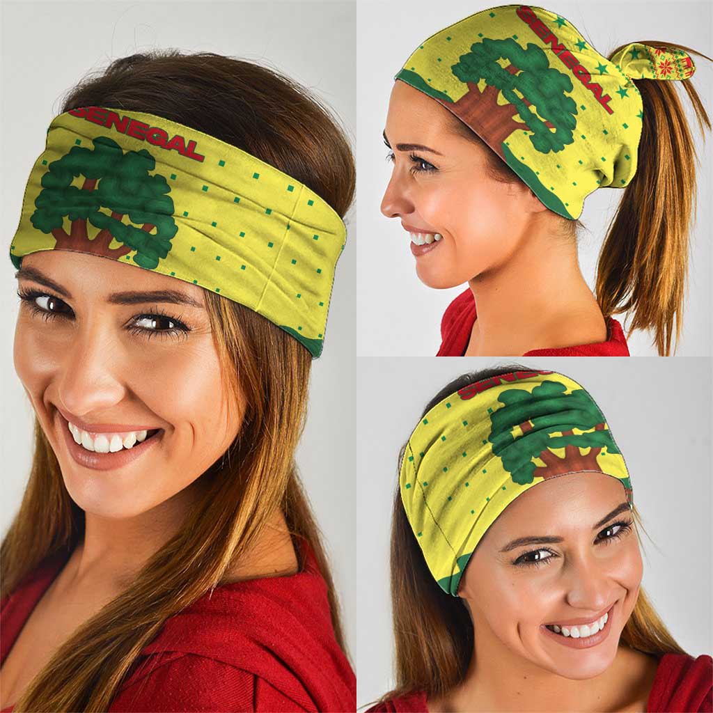 Senegal Christmas Neck Gaiter with Yellow-Green-Red Design, Baobab Tree, and National Coat of Arms Motif - Wonder Print Shop