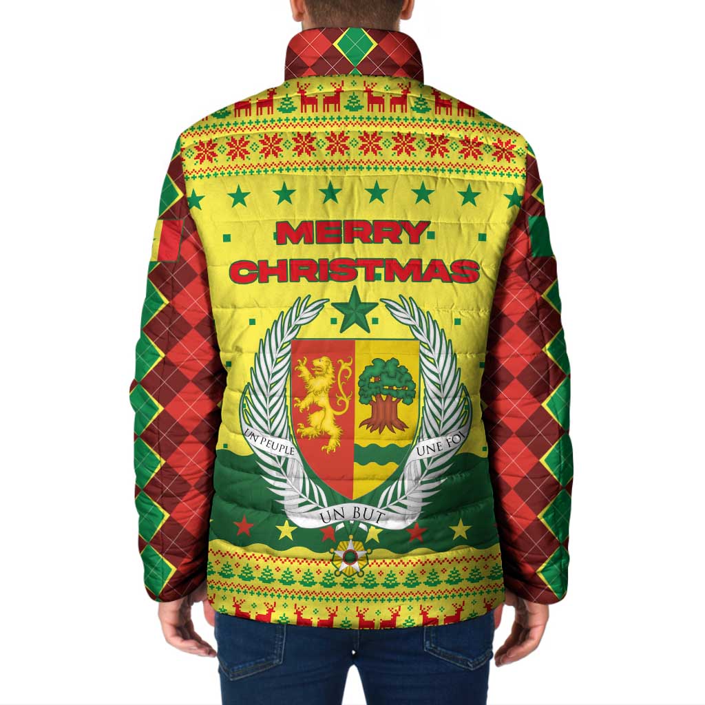 Senegal Christmas Padded Jacket with Yellow-Green-Red Design, Baobab Tree, and National Coat of Arms Motif - Wonder Print Shop