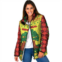 Senegal Christmas Padded Jacket with Yellow-Green-Red Design, Baobab Tree, and National Coat of Arms Motif - Wonder Print Shop