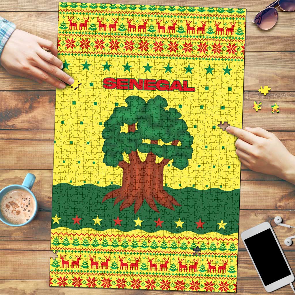 Senegal Christmas Puzzle with Yellow-Green-Red Design, Baobab Tree, and National Coat of Arms Motif - Wonder Print Shop
