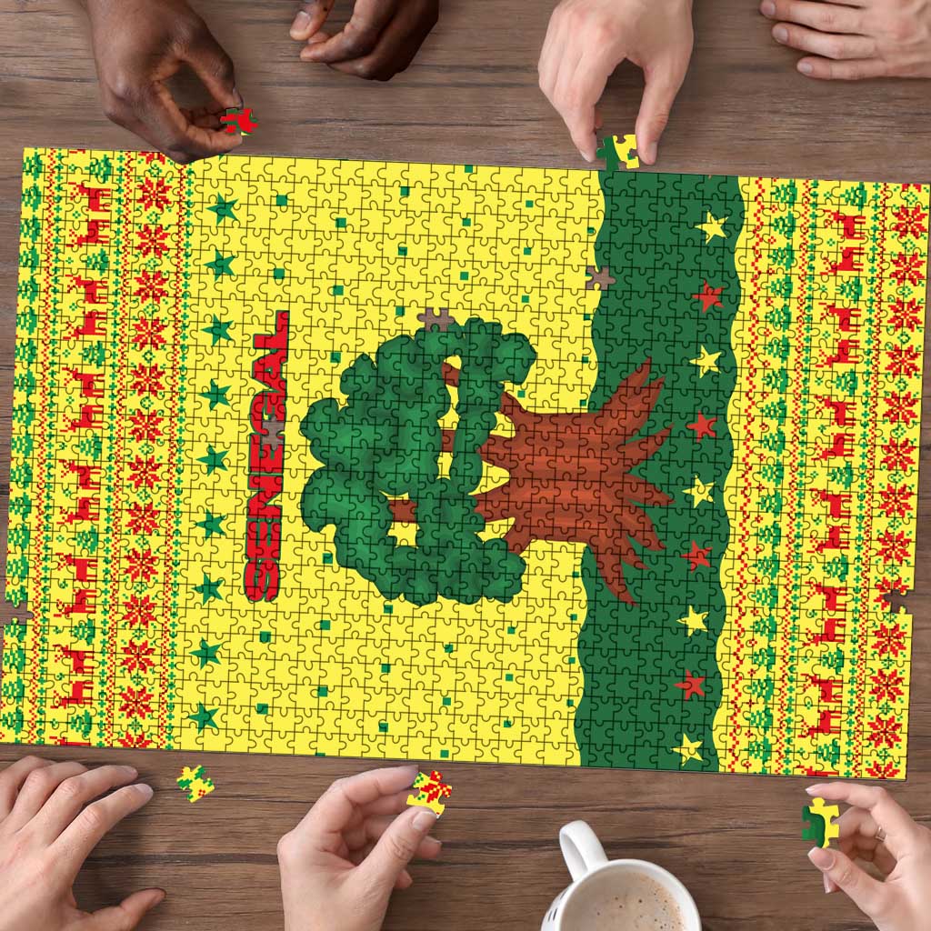 Senegal Christmas Puzzle with Yellow-Green-Red Design, Baobab Tree, and National Coat of Arms Motif - Wonder Print Shop