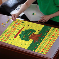 Senegal Christmas Puzzle with Yellow-Green-Red Design, Baobab Tree, and National Coat of Arms Motif - Wonder Print Shop