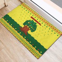 Senegal Christmas Rubber Doormat with Yellow-Green-Red Design, Baobab Tree, and National Coat of Arms Motif - Wonder Print Shop
