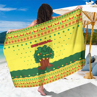 Senegal Christmas Sarong with Yellow-Green-Red Design, Baobab Tree, and National Coat of Arms Motif - Wonder Print Shop