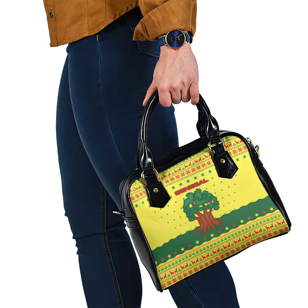 Senegal Christmas Shoulder Handbag with Yellow-Green-Red Design, Baobab Tree, and National Coat of Arms Motif - Wonder Print Shop