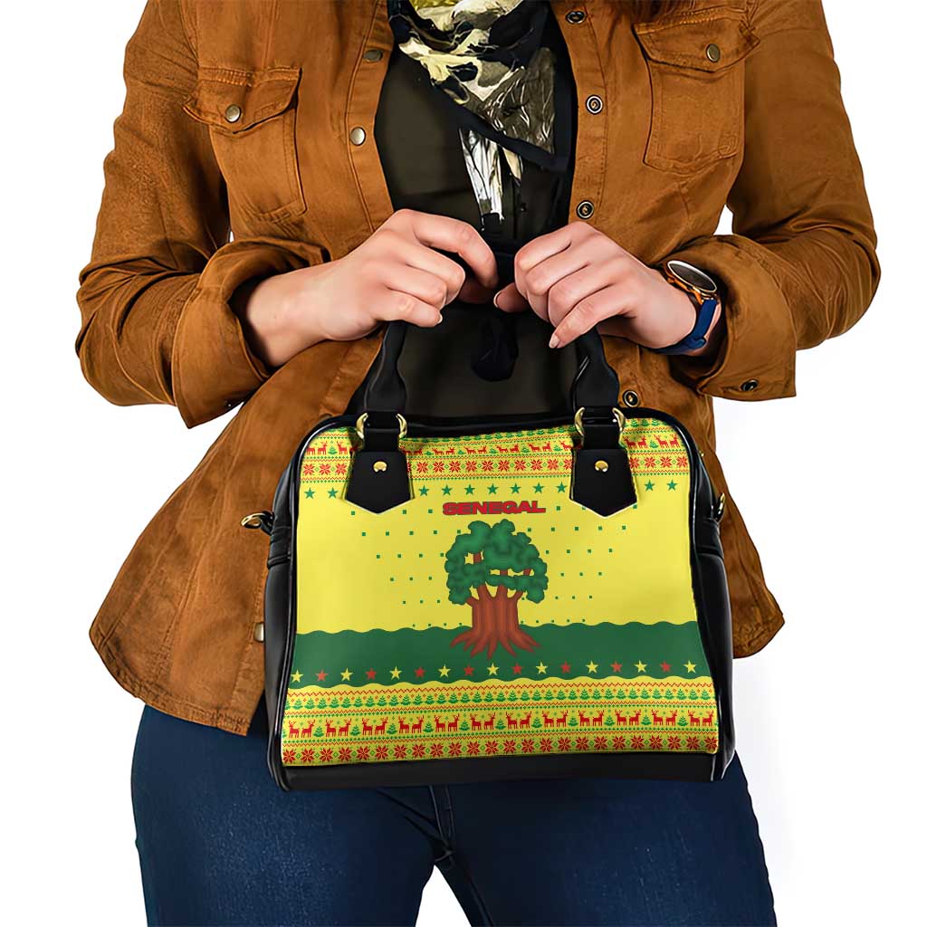 Senegal Christmas Shoulder Handbag with Yellow-Green-Red Design, Baobab Tree, and National Coat of Arms Motif - Wonder Print Shop