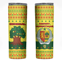 Senegal Christmas Skinny Tumbler with Yellow-Green-Red Design, Baobab Tree, and National Coat of Arms Motif - Wonder Print Shop