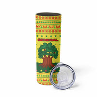 Senegal Christmas Skinny Tumbler with Yellow-Green-Red Design, Baobab Tree, and National Coat of Arms Motif - Wonder Print Shop