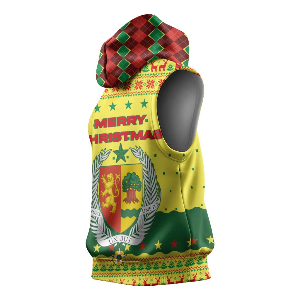 Senegal Christmas Sleeveless Hoodie with Yellow-Green-Red Design, Baobab Tree, and National Coat of Arms Motif - Wonder Print Shop