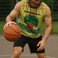Senegal Christmas Sleeveless Hoodie with Yellow-Green-Red Design, Baobab Tree, and National Coat of Arms Motif - Wonder Print Shop