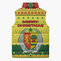 Senegal Christmas Sleeveless Puffer Jacket with Yellow-Green-Red Design, Baobab Tree, and National Coat of Arms Motif - Wonder Print Shop