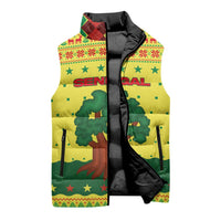Senegal Christmas Sleeveless Puffer Jacket with Yellow-Green-Red Design, Baobab Tree, and National Coat of Arms Motif - Wonder Print Shop