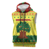 Senegal Christmas Sleeveless Zip Hoodie with Yellow-Green-Red Design, Baobab Tree, and National Coat of Arms Motif - Wonder Print Shop