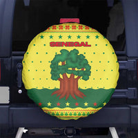 Senegal Christmas Spare Tire Cover with Yellow-Green-Red Design, Baobab Tree, and National Coat of Arms Motif - Wonder Print Shop