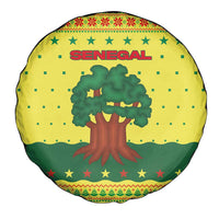 Senegal Christmas Spare Tire Cover with Yellow-Green-Red Design, Baobab Tree, and National Coat of Arms Motif - Wonder Print Shop