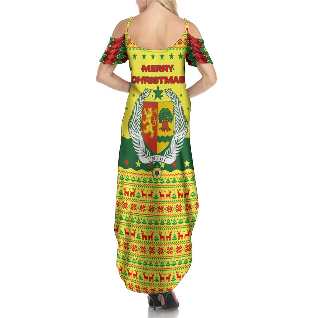 Senegal Christmas Summer Maxi Dress with Yellow-Green-Red Design, Baobab Tree, and National Coat of Arms Motif - Wonder Print Shop