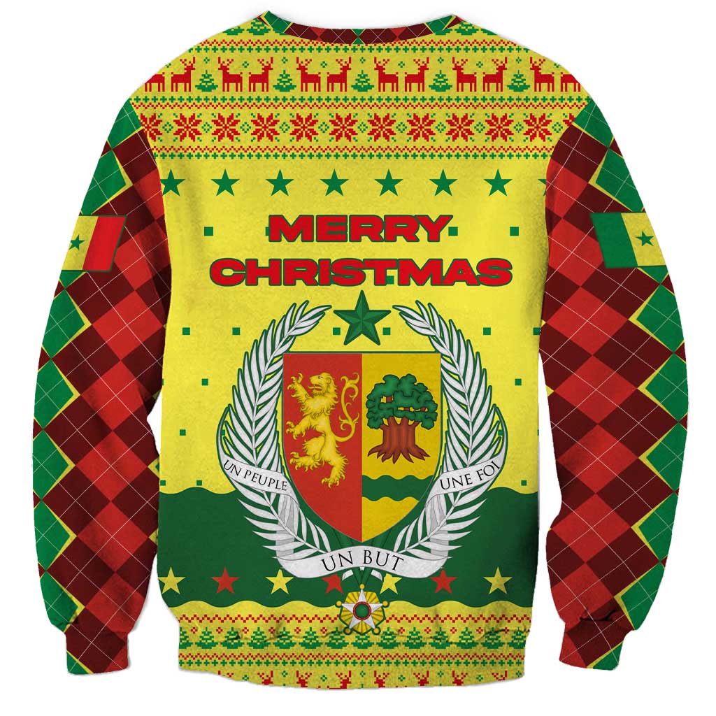 Senegal Christmas Sweatshirt with Yellow-Green-Red Design, Baobab Tree, and National Coat of Arms Motif - Wonder Print Shop