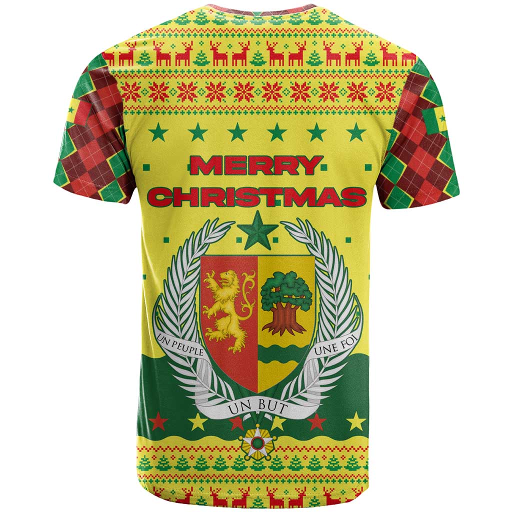 Senegal Christmas T Shirt with Yellow-Green-Red Design, Baobab Tree, and National Coat of Arms Motif - Wonder Print Shop
