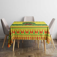 Senegal Christmas Tablecloth with Yellow-Green-Red Design, Baobab Tree, and National Coat of Arms Motif - Wonder Print Shop