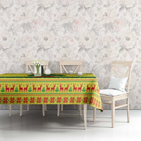 Senegal Christmas Tablecloth with Yellow-Green-Red Design, Baobab Tree, and National Coat of Arms Motif - Wonder Print Shop