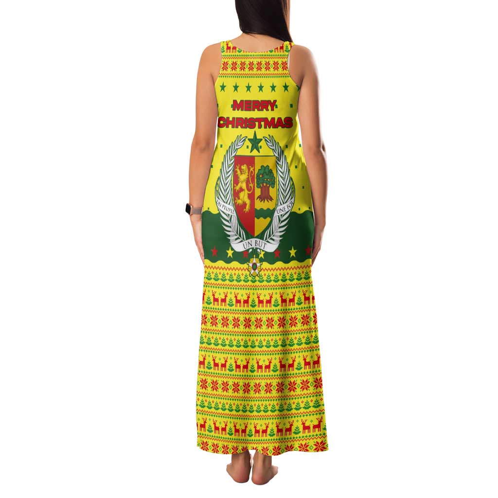 Senegal Christmas Tank Maxi Dress with Yellow-Green-Red Design, Baobab Tree, and National Coat of Arms Motif - Wonder Print Shop