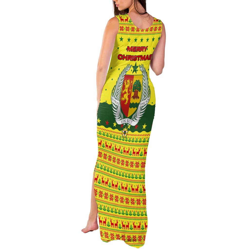 Senegal Christmas Tank Maxi Dress with Yellow-Green-Red Design, Baobab Tree, and National Coat of Arms Motif - Wonder Print Shop