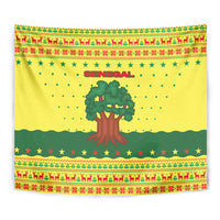 Senegal Christmas Tapestry with Yellow-Green-Red Design, Baobab Tree, and National Coat of Arms Motif - Wonder Print Shop