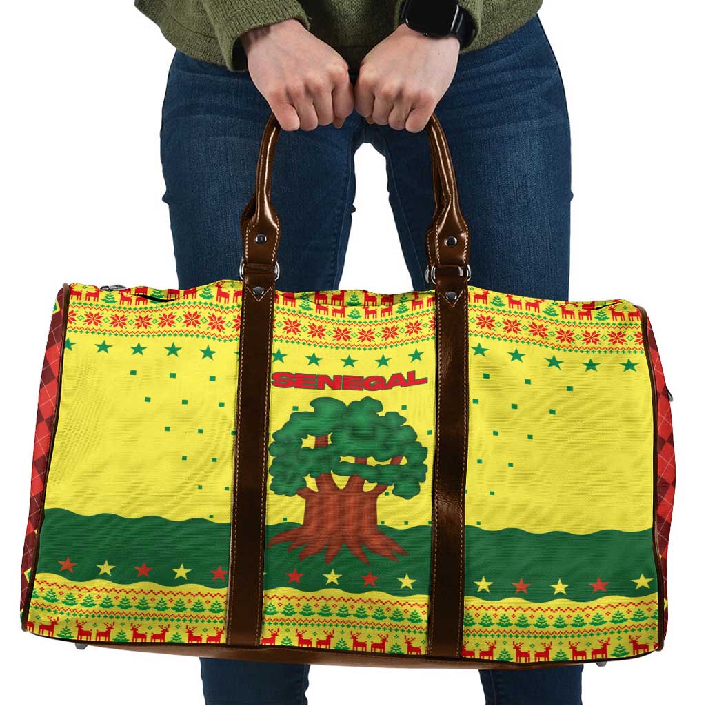 Senegal Christmas Travel Bag with Yellow-Green-Red Design, Baobab Tree, and National Coat of Arms Motif - Wonder Print Shop