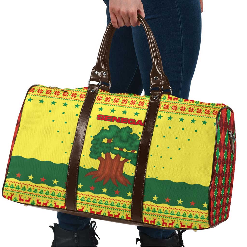 Senegal Christmas Travel Bag with Yellow-Green-Red Design, Baobab Tree, and National Coat of Arms Motif - Wonder Print Shop