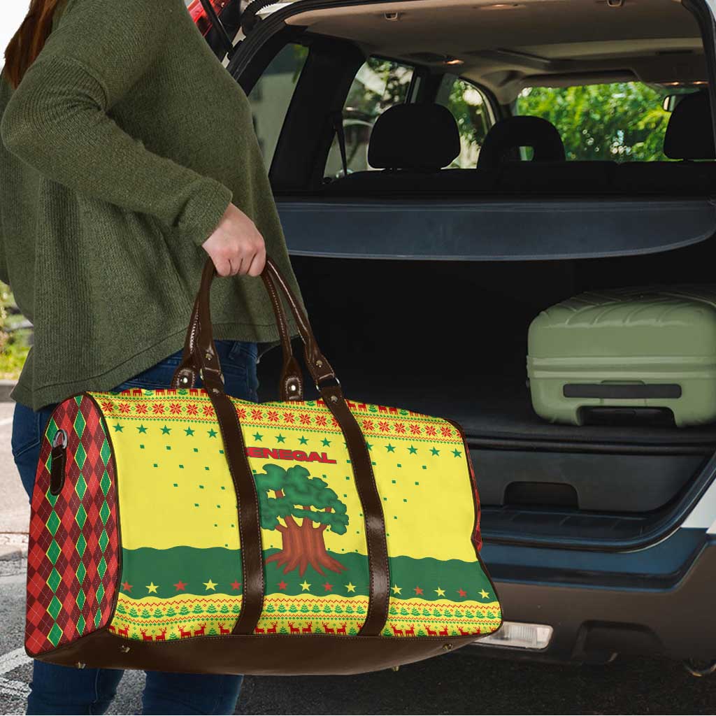 Senegal Christmas Travel Bag with Yellow-Green-Red Design, Baobab Tree, and National Coat of Arms Motif - Wonder Print Shop