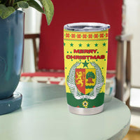 Senegal Christmas Tumbler Cup with Yellow-Green-Red Design, Baobab Tree, and National Coat of Arms Motif - Wonder Print Shop
