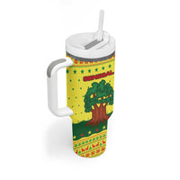 Senegal Christmas Tumbler With Handle with Yellow-Green-Red Design, Baobab Tree, and National Coat of Arms Motif - Wonder Print Shop