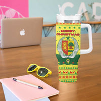 Senegal Christmas Tumbler With Handle with Yellow-Green-Red Design, Baobab Tree, and National Coat of Arms Motif - Wonder Print Shop