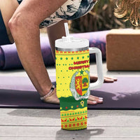 Senegal Christmas Tumbler With Handle with Yellow-Green-Red Design, Baobab Tree, and National Coat of Arms Motif - Wonder Print Shop