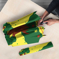 Senegal Christmas Umbrella with Yellow-Green-Red Design, Baobab Tree, and National Coat of Arms Motif - Wonder Print Shop