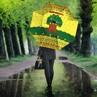 Senegal Christmas Umbrella with Yellow-Green-Red Design, Baobab Tree, and National Coat of Arms Motif - Wonder Print Shop