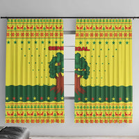 Senegal Christmas Window Curtain with Yellow-Green-Red Design, Baobab Tree, and National Coat of Arms Motif - Wonder Print Shop