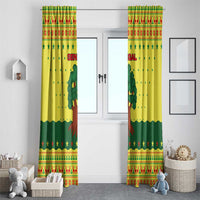 Senegal Christmas Window Curtain with Yellow-Green-Red Design, Baobab Tree, and National Coat of Arms Motif - Wonder Print Shop