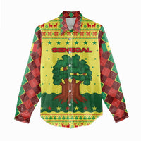 Senegal Christmas Women Casual Shirt with Yellow-Green-Red Design, Baobab Tree, and National Coat of Arms Motif - Wonder Print Shop