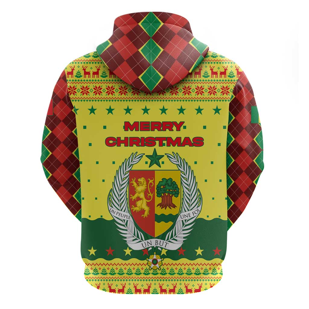 Senegal Christmas Zip Hoodie with Yellow-Green-Red Design, Baobab Tree, and National Coat of Arms Motif - Wonder Print Shop
