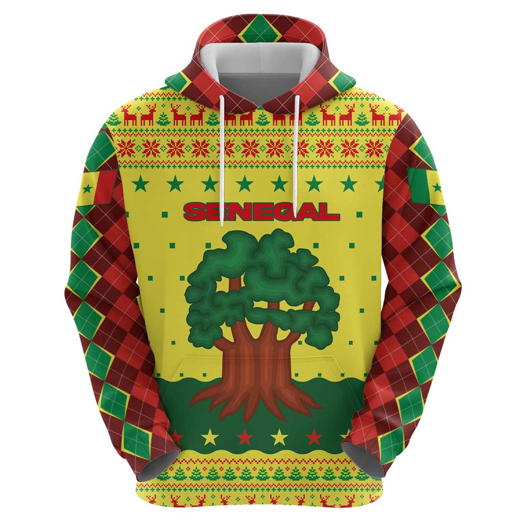 Senegal Christmas Zip Hoodie with Yellow-Green-Red Design, Baobab Tree, and National Coat of Arms Motif - Wonder Print Shop