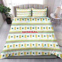 Senegal Christmas Bedding Set with White-Green-Yellow Design, Golden Lion, and Festive Stars Motif - Wonder Print Shop