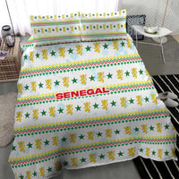 Senegal Christmas Bedding Set with White-Green-Yellow Design, Golden Lion, and Festive Stars Motif - Wonder Print Shop