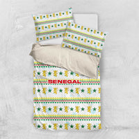 Senegal Christmas Bedding Set with White-Green-Yellow Design, Golden Lion, and Festive Stars Motif - Wonder Print Shop