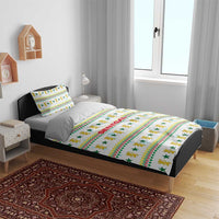 Senegal Christmas Bedding Set with White-Green-Yellow Design, Golden Lion, and Festive Stars Motif - Wonder Print Shop